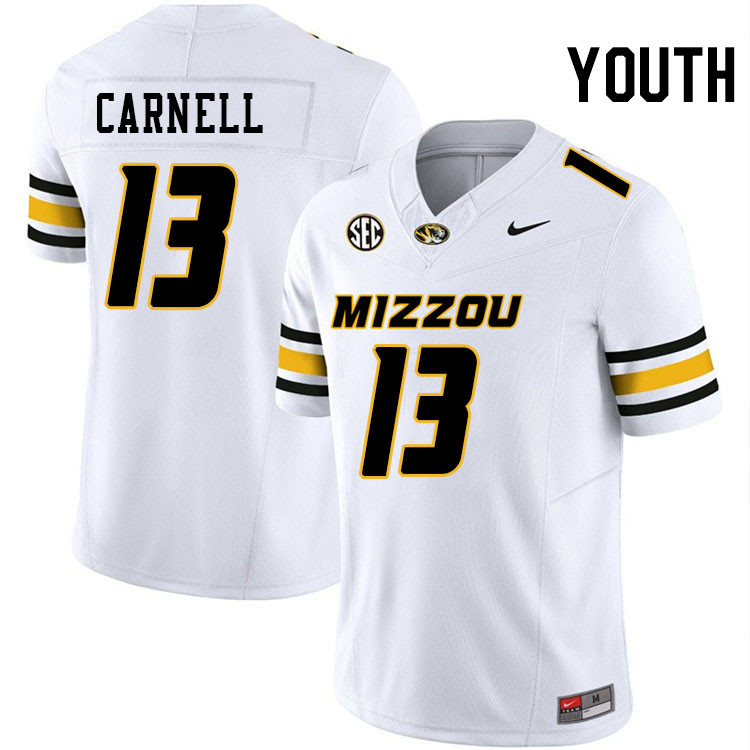 Youth #13 Daylan Carnell Missouri Tigers College Football Jerseys Stitched-White